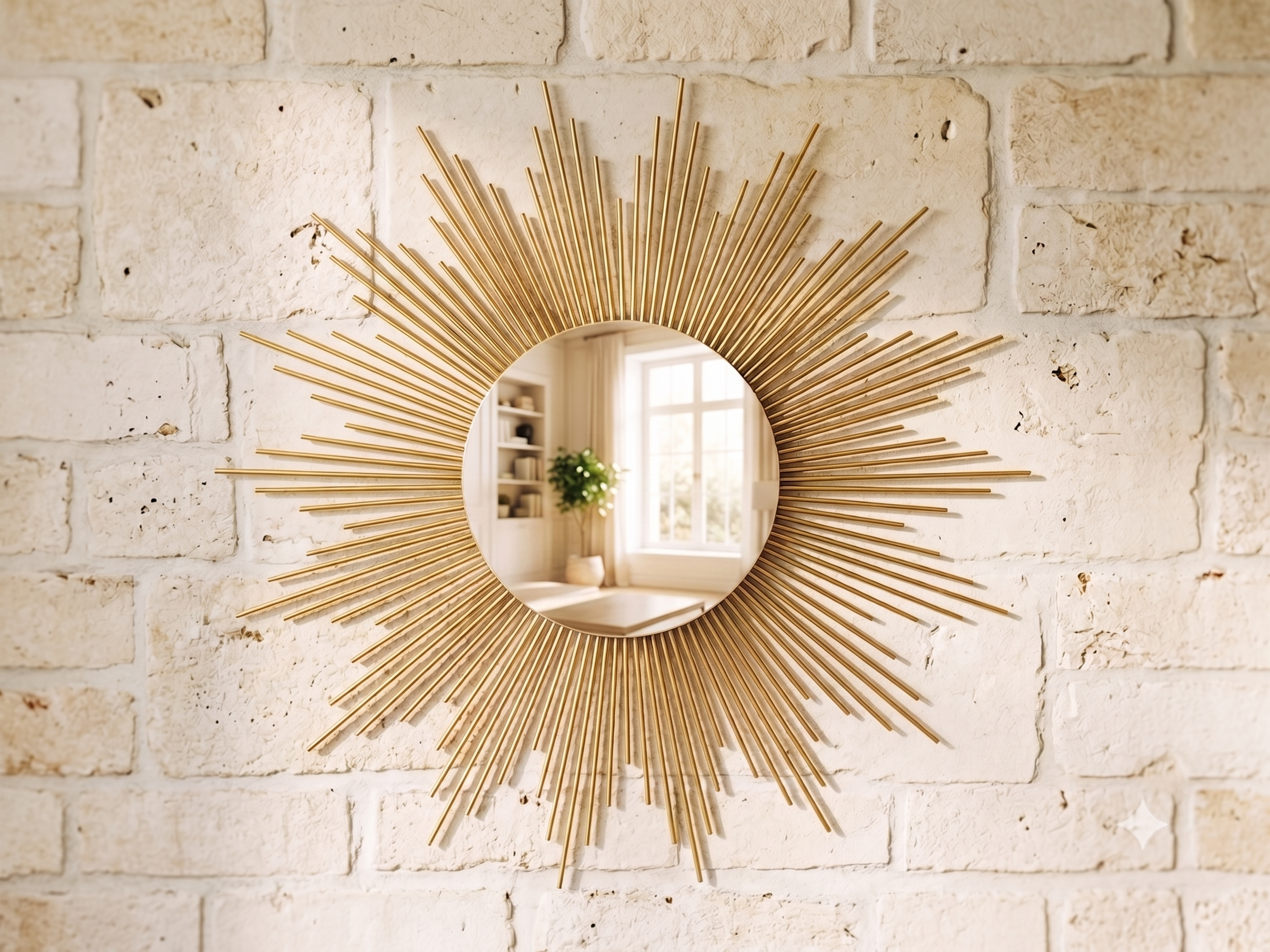 Espelho Sol 80cm de Madeira Bambu Artesanal para Decoração de P