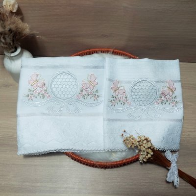 Kit Fralda personalizado floral richelieu rosa bebê