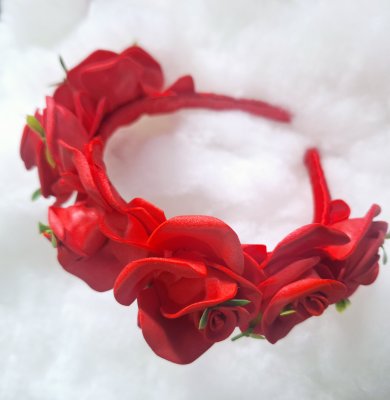 Tiara de Cabelo Vermelha de Luxo -artesanal