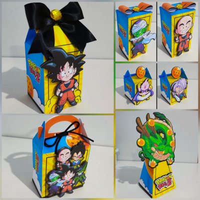 Kit 10 Caixinhas Personalizadas Dragon Ball com aplique 3d/ sem laço incluso
