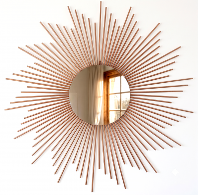 Espelho Sol 70cm Artesanal Madeira de Bambu Decoração Vintage