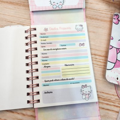 Agenda Escolar Hello kitty Aquarela Personalizada