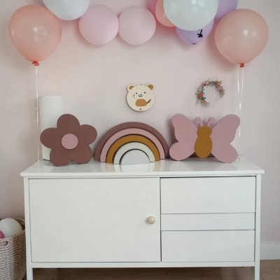Kit decoração em mdf Arco íris, flor e borboleta, enfeite de mdf adorno de quarto infantil decoração de festa