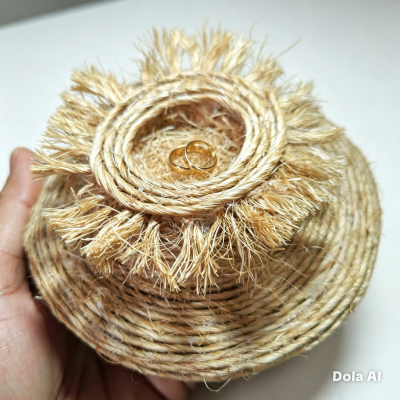 Porta Alianças Minimalista Ninho de Sisal Rústico