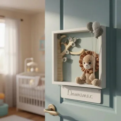 Porta de Maternidade Leão Crochê Amigurumi