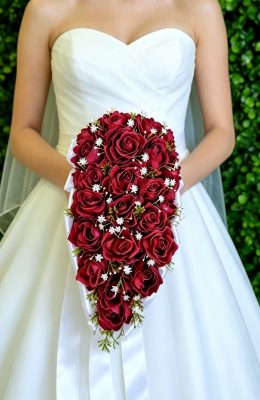 Buquê de Noiva Cascata Vermelho em EVA| Buquê Artesanal para Casamento Religioso