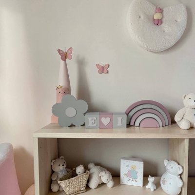Kit decorativo arco iris + flor + cubos de mdf decoração infantil de festa e quarto enfeite de bebê mdf