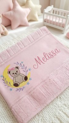 Toalha Personalizado com nome Bordado | ursinha baby | Maternidad