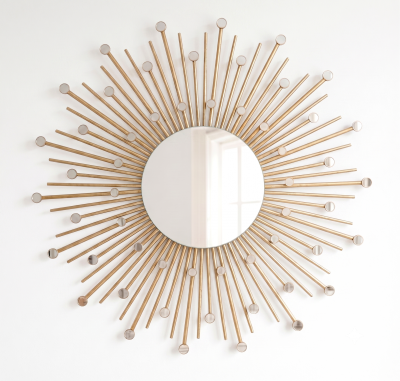 Espelho Sol Artesanal Madeira Bambu 70cm Home Decor