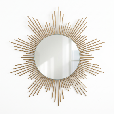 Espelho Decorativo Sol Madeira Bambu Decoração 75cm