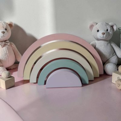 Arco iris de mdf /arco iris decoração de quarto infantil / enfeite de festa, adorno em mdf