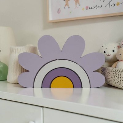 Arco iris de mdf formato de flor decoração de quarto infantil / enfeite de festa, adorno em mdf