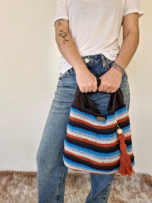 Bolsa de crochê - listras