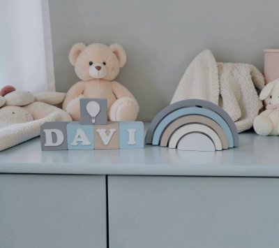 Kit decorativo arco iris + cubos de mdf nomes infantis decoração de festa e quarto infantil enfeite de bebê mdf