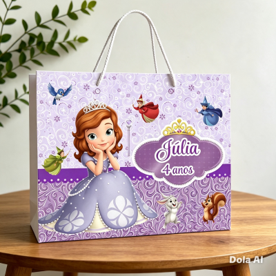 SACOLINHA PERSONALIZADA PARA FESTA PRINCESA SOFIA. PEGUE E MONTE. FAZEMOS TODOS OS TEMAS.