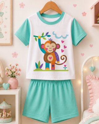 Pijama infantil macaquinho personalizado para menina ou menino