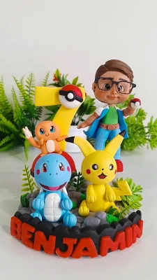 Topo de bolo em biscuit Pokémon