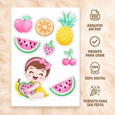 Topo de Bolo Bebê Frutinha Arquivo Digital PDF Pronto