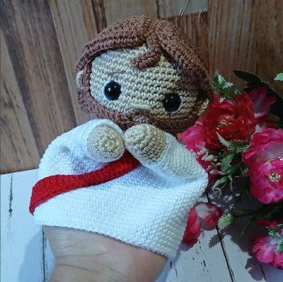 Fantoche de Jesus Amigurumi  16cm - Pronta Entrega