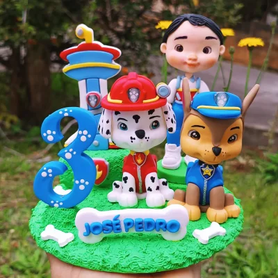 Topo de bolo em biscuit patrulha canina menino