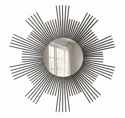 Espelho Sol Redondo Madeira de Bambu 80cm Boho Chic