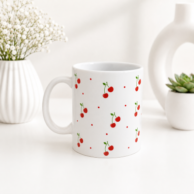 Caneca De Porcelana Personalizada Cerejinhas