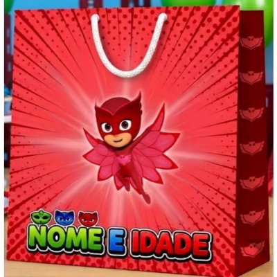 Sacolinhas PEGUE E MONTE PJ Masks - Modelo Vertical | Lembrancinh