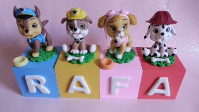 Cubo Decorativo Personalizado Patrulha Canina em Biscuit MDF