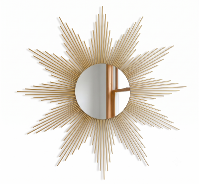 Espelho Sol Grande Madeira de Bambu 80cm Artesanal