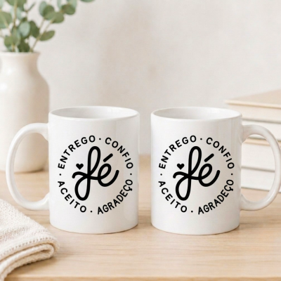 Caneca De Porcelana Personalizada Fé
