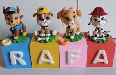 Cubo Decorativo Personalizado Patrulha Canina em Biscuit MDF