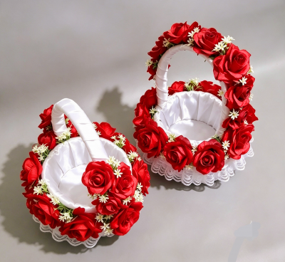 01 Cestas de Florista |01 Cesta para Alianças  Vermelha e Branca