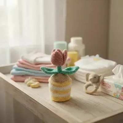 Vaso de Flor Crochê Amigurumi