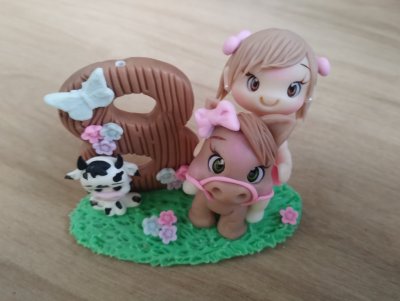 Vela Topo Fazendinha Rosa Vaquinha
