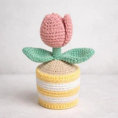Vaso de Flor Crochê Amigurumi