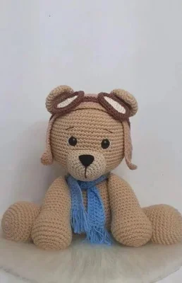 Urso Aviador Crochê Amigurumi