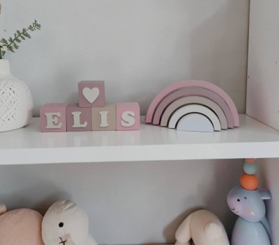 Kit decorativo arco iris + cubos de mdf nomes infantis decoração de festa e quarto infantil enfeite de bebê mdf