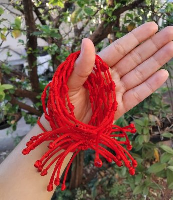 Kit com 10 Pulseira Vermelha 7 Nós Kabbalah de Proteção - Ajustáv
