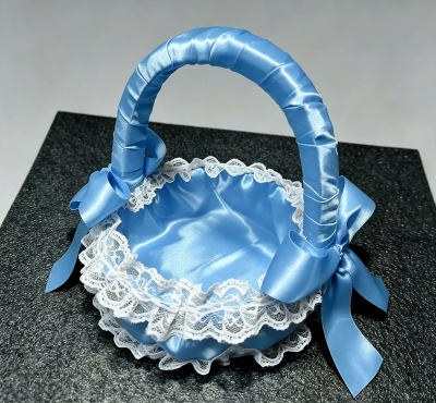 Cesta de Florista Azul Serenity em Cetim de Luxo