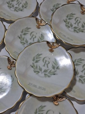 Lembrança casamento joia do dia em porcelana personalizado