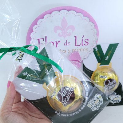 Card Dia dos Pais Medalha de Ouro com Bombom Presente Personaliza