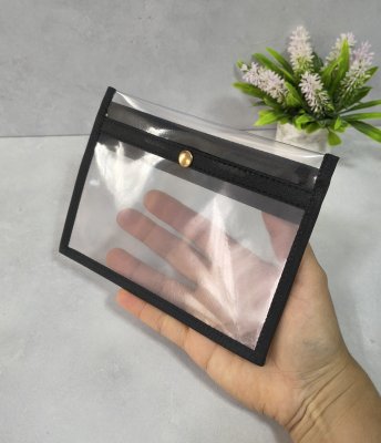 Kit 5 Nécessaires plásticas 2 bolsinhos PRETAS/Porta passaporte c