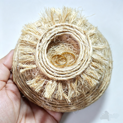 Porta Alianças Minimalista Ninho de Sisal Rústico
