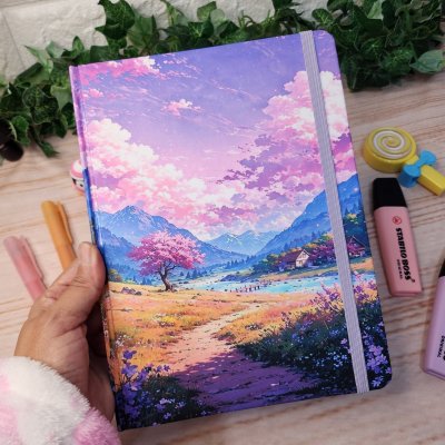 Caderno Sketchbook Jardim Lilac A5 l journal l Desenho l Anotações l Brochura l Sketchbook