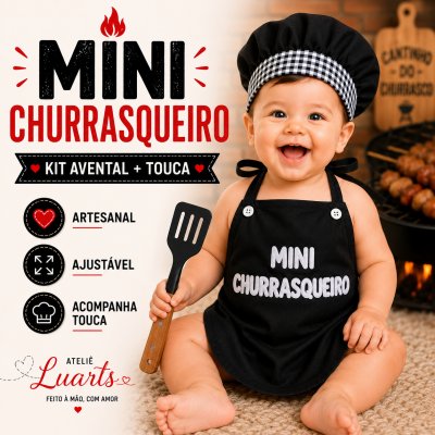 Avental Temático Mini Churrasqueiro / Avental infantil Mini Churrasqueiro / Avental infantil Personalizado/ Fantasia temática