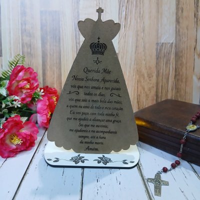 Estatueta Nossa Senhora Aparecida em MDF com Porta-Vela Personali