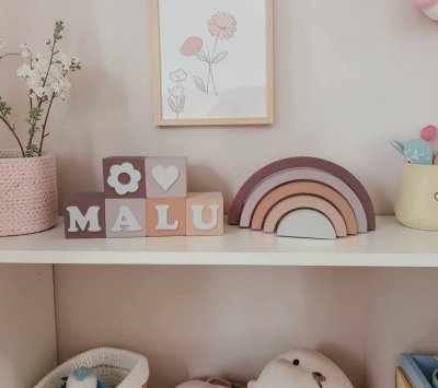 Kit decorativo arco iris + cubos de mdf nomes infantis decoração de festa e quarto infantil enfeite de bebê mdf
