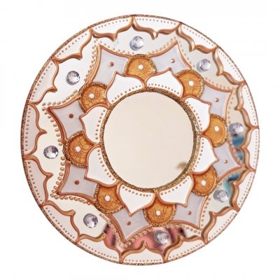 Espelho Decorativo Mandala Vitral para Porta de Entrada Branco 12