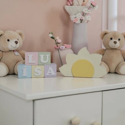 Kit decorativo sol + cubos de mdf decoração infantil de quarto e
