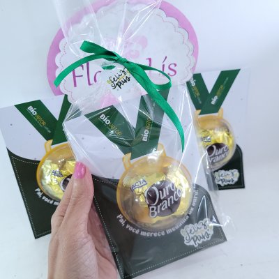 Card Dia dos Pais Medalha de Ouro com Bombom Presente Personaliza